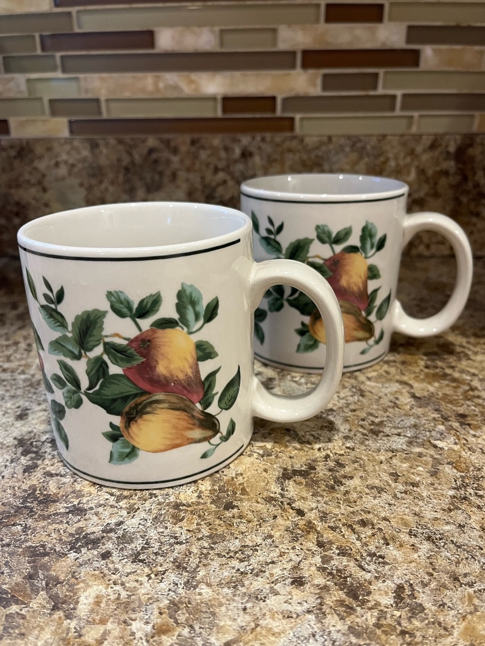 Sakura Sonoma Coffee Mugs Fruit Patterned 12 oz. set of 2 - Picture 3 of 12